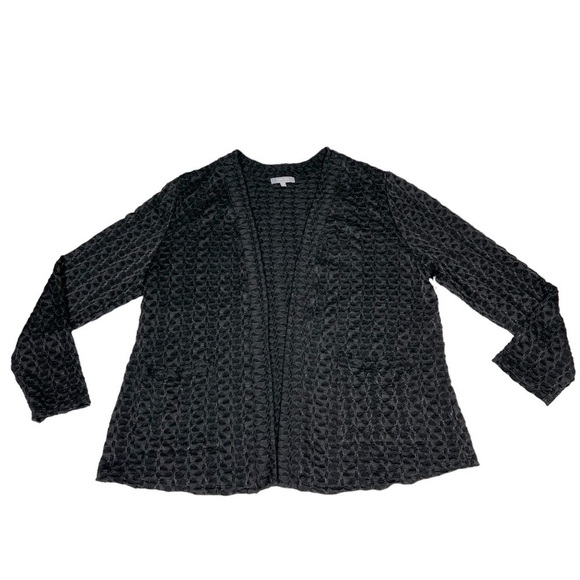 NWT HABITAT Shawl Pocket Jacket Black Cobblestone Knit Cardigan Size L - Picture 8 of 16